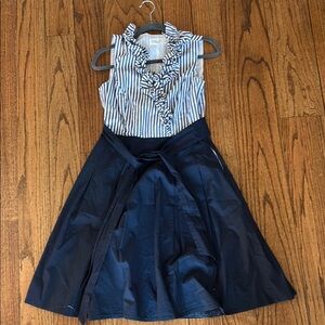Eliza J Navy and White Striped Dress